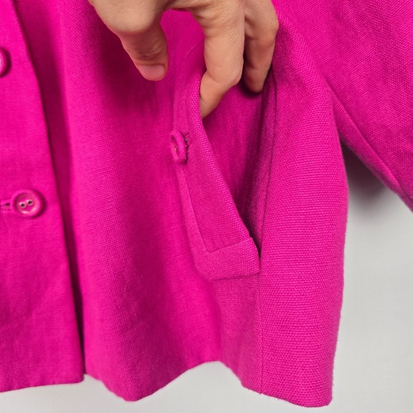 Talbots Women's 20WP Linen Blend Blazer Jacket Pink 3/4 Sleeve Button Front - Picture 4 of 10